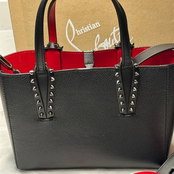 Christian Louboutin Black Cabata Tote Shoulder Bag with Red Interior NWT + COA - Picture 2 of 15